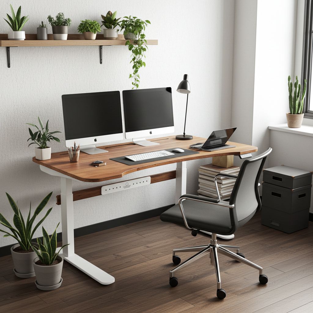FlowDesk 3 complete ergonomic workstation with monitor arm, keyboard, and accessories in home office India