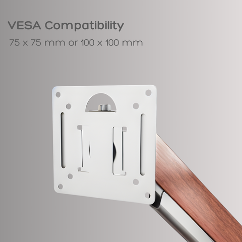 Dual Wooden FlowArm VESA adapter plate wood trim, compatible with 75x75mm and 100x100mm monitors