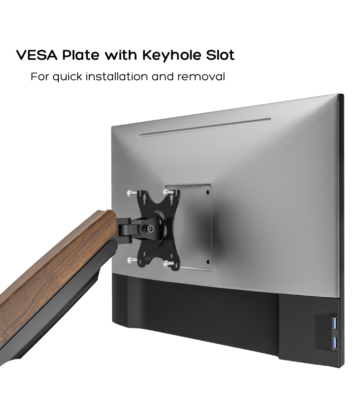 FlowArm PRO VESA adapter plate for dual monitors, compatible with 75x75mm and 100x100mm patterns