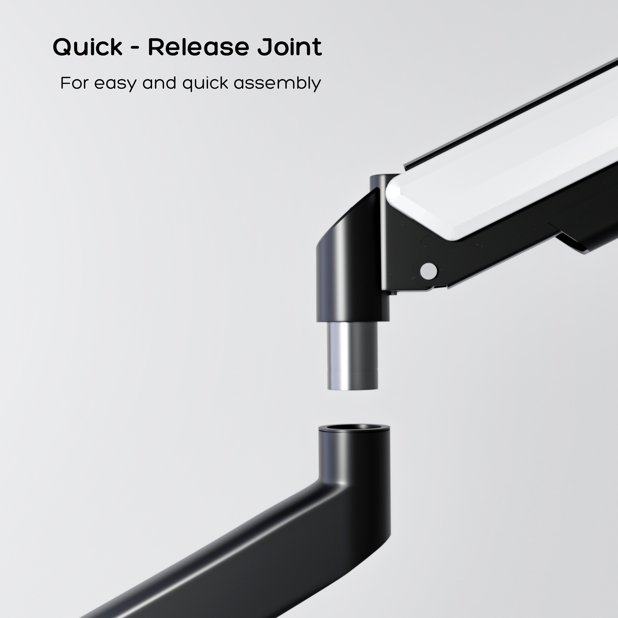 FlowArm Monochrome matte black single monitor arm white background front view product photo India