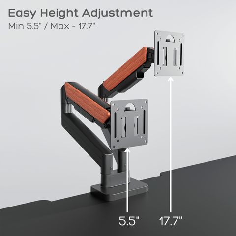 Adjustable monitor stand with height adjustment range